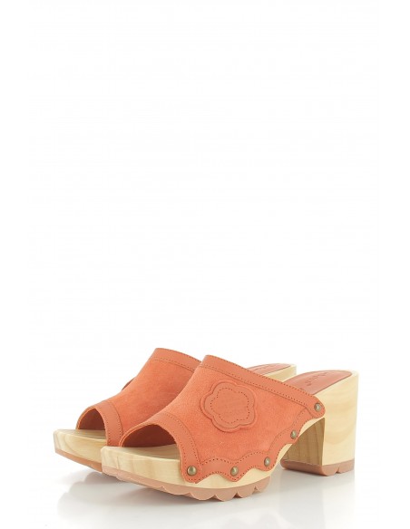 Sabots femme à talons kick woodstok orange de chez Kickers