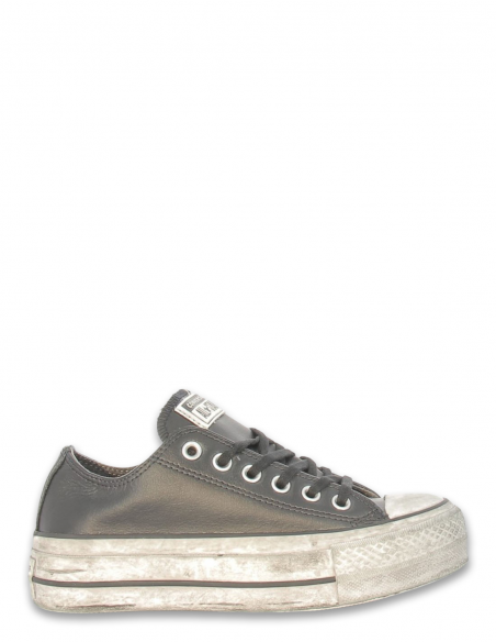 converse lift leather ox cuir noir effet vieilli- 562910C