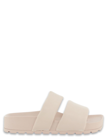 claquettes two band square sole slide pink femme