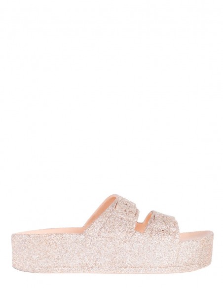 Claquettes Compensées Cacatoès Caipirinha Glitter Nude 1000CG081W