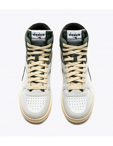 Sneakers Homme Magic Mid Suede Diadora En Daim Blanc/Vert/Beige