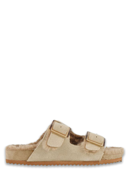 Colors of california Mules fourrées suede furry bio 2 buckles