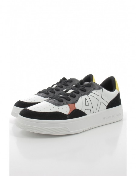 Sneakers Armani Exchange Homme En Cuire Blanc/Jaune/Noir