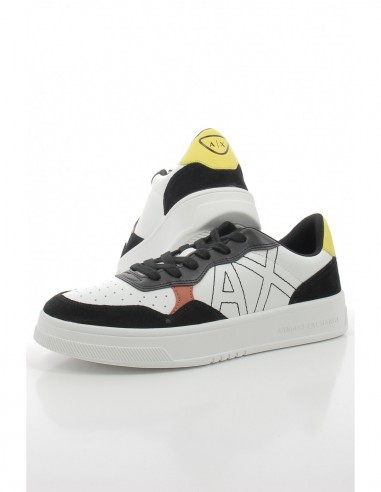 Sneakers Armani Exchange Homme En Cuire Blanc/Jaune/Noir