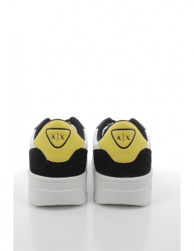 Sneakers Armani Exchange Homme En Cuire Blanc/Jaune/Noir
