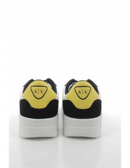 Sneakers Armani Exchange Homme En Cuire Blanc/Jaune/Noir