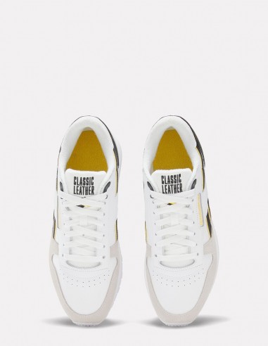 Sneakers Homme Reebok Classic Leather Blanc/Jaune En Cuir