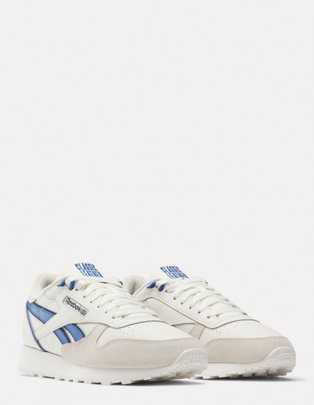 Sneakers Homme Reebok Classic Leather Blanc/Bleu En Cuir