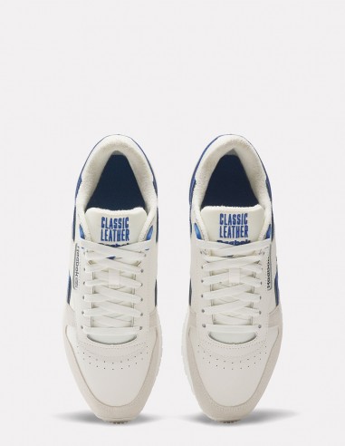 Sneakers Homme Reebok Classic Leather Blanc/Bleu En Cuir