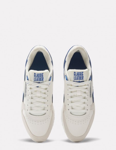 Sneakers Homme Reebok Classic Leather Blanc/Bleu En Cuir