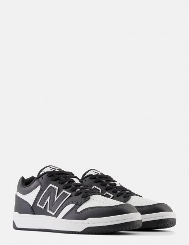 Sneakers Mixte New Balance 480 En Cuir Blanc/Noir