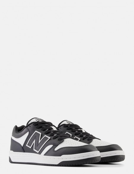 Sneakers Mixte New Balance 480 En Cuir Blanc/Noir