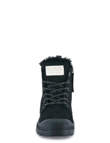 Baskets Fourées Femme Palladium Papa Hi Zip Nubuck Noir 95982-010-M