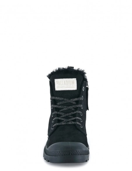 Baskets Fourées Femme Palladium Papa Hi Zip Nubuck Noir 95982-010-M