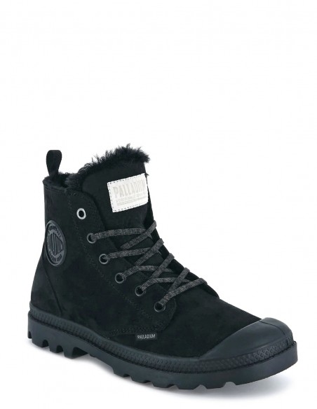 Baskets Fourées Femme Palladium Papa Hi Zip Nubuck Noir 95982-010-M