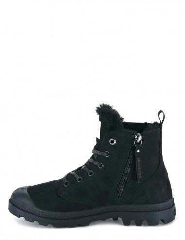 Baskets Fourées Femme Palladium Papa Hi Zip Nubuck Noir 95982-010-M