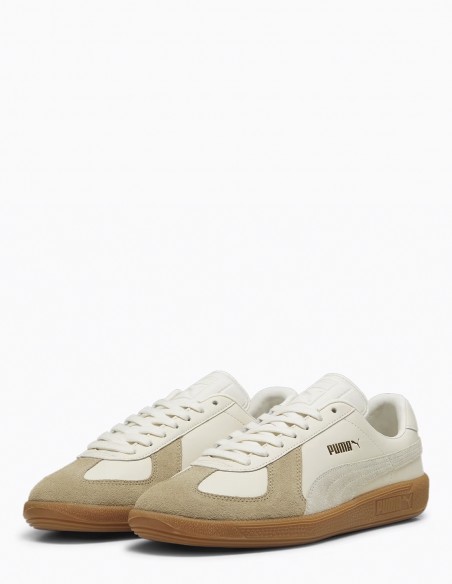 Baskets Homme Puma Army Trainer Blanc/Marron/Beige En Cuir