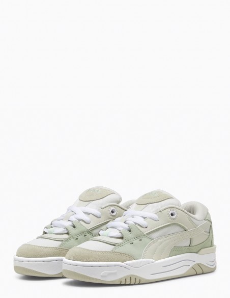 Sneakers Femme Puma 180 Beige/Blanc/Vert En Nubuck
