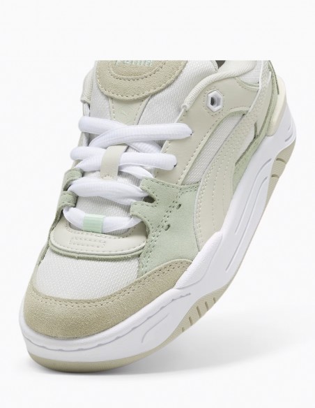 Sneakers Femme Puma 180 Beige/Blanc/Vert En Nubuck