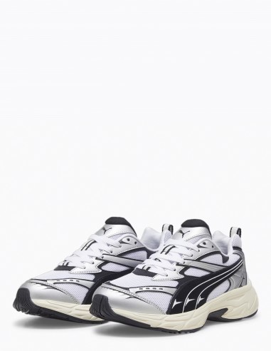Sneakers Mixtes Puma Morphic Retro Blanc Et Noir En Toile