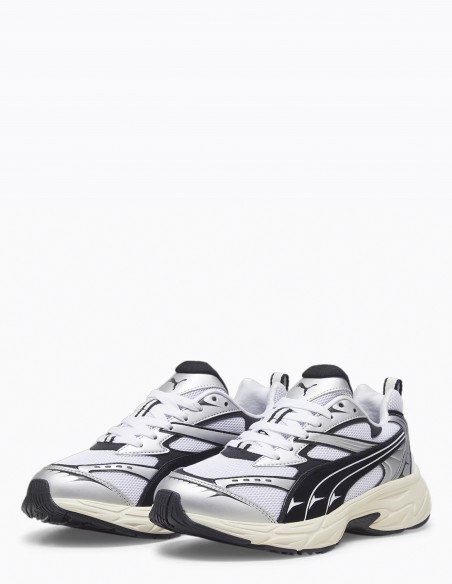 Sneakers Mixtes Puma Morphic Retro Blanc Et Noir En Toile
