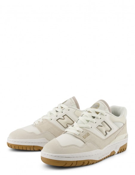 Sneakers Femme New Balance 550 Blanc Et Beige En Cuir - BBW550TB