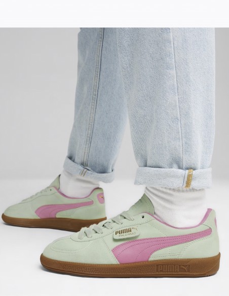 Sneakers Femme Puma Palermo Vert/Rose Daim 396463-02B