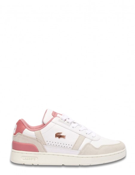 Basket de ville Lacoste Femme t-clip 124 6 sfa blanc/rose 47SFA0082-1Y9