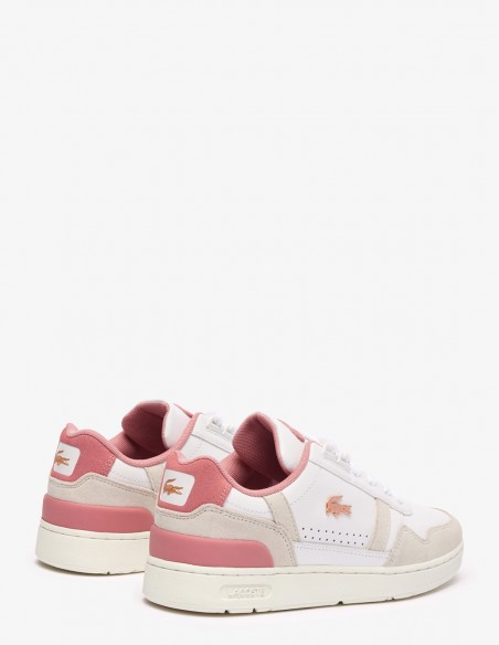 Basket de ville Lacoste Femme t-clip 124 6 sfa blanc/rose 47SFA0082-1Y9