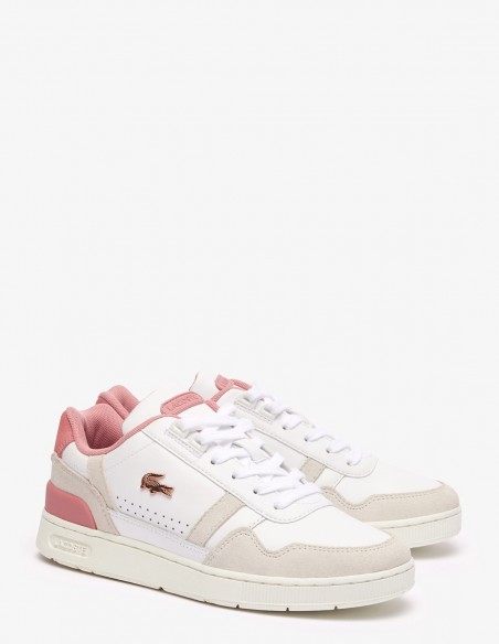 Basket de ville Lacoste Femme t-clip 124 6 sfa blanc/rose 47SFA0082-1Y9