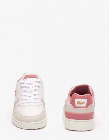 Basket de ville Lacoste Femme t-clip 124 6 sfa blanc/rose 47SFA0082-1Y9
