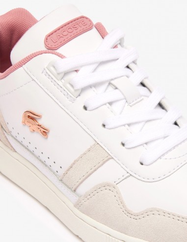 Basket de ville Lacoste Femme t-clip 124 6 sfa blanc/rose 47SFA0082-1Y9