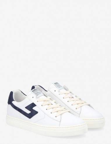 Baskets de ville Homme Schmoove Spark Signature M Blanc/Bleu Cuir QMNL-L704-B9