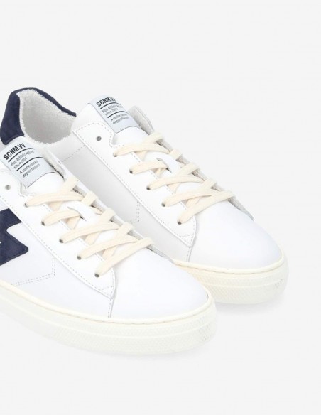 Baskets de ville Homme Schmoove Spark Signature M Blanc/Bleu Cuir QMNL-L704-B9