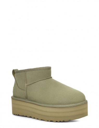 Boots Femme Ugg Classic Ultra Mini Platform Daim Kaki