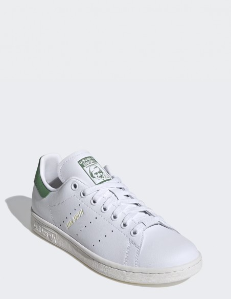 Sneakers Femme Adidas Stan Smith Blanc Et Vert En Cuir