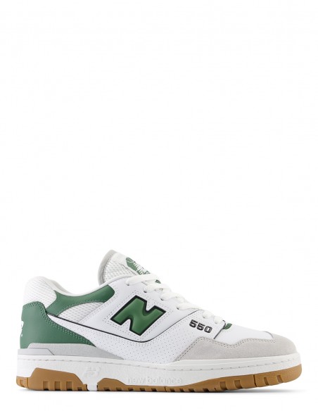Sneakers Mixte New Balance 550 Cuir Blanc Et Vert