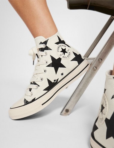 Sneakers Montantes Femme Converse Ctas Hi Blanc/Noir Toile A09898C