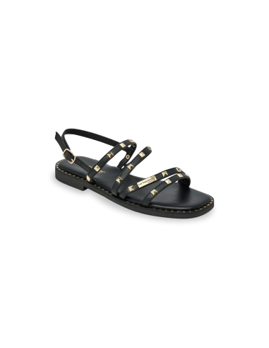 Sandales Plates Femme Les Tropeziennes par M.Belarbi Corabel Noir Cuir