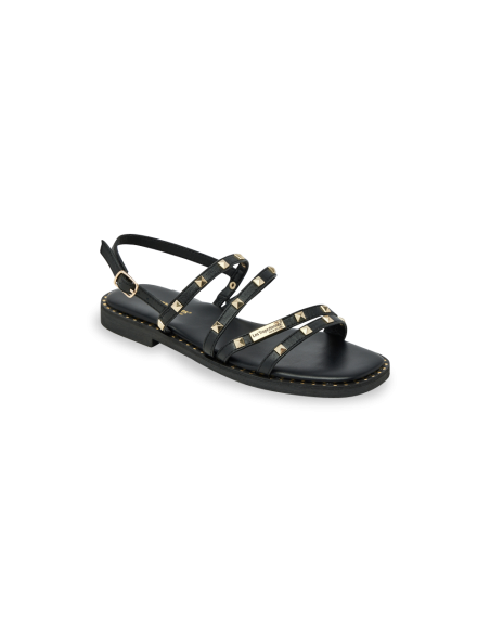 Sandales Plates Femme Les Tropeziennes par M.Belarbi Corabel Noir Cuir