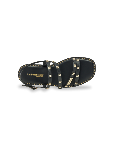 Sandales Plates Femme Les Tropeziennes par M.Belarbi Corabel Noir Cuir