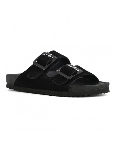 Colors of California - Mules Femme Bio Daim Noir 2 buckles BIO56-BLA