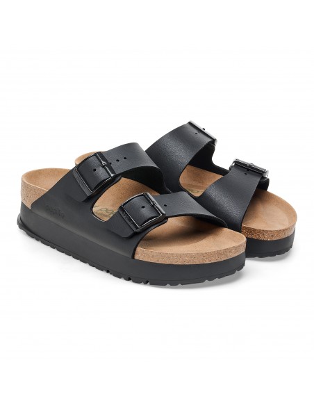 Mules Femme Birkenstock Arizona Platform Flex Bf Black Vegan 1027395