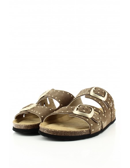 Plakton Mules Femme Bermudas Cuir Marron 186229-213X