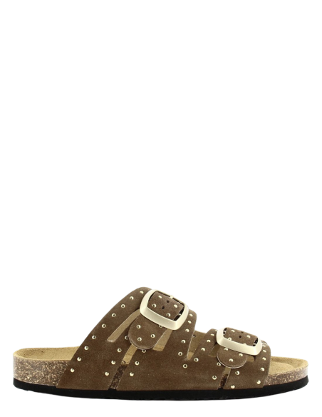 Plakton Mules Femme Bermudas Cuir Marron 186229-213X