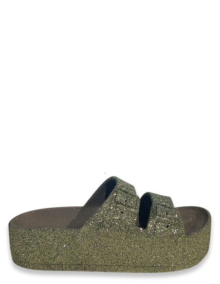 Sandales Compensées Femme - Cacatoès Caipinha Glitter Women Kaki - 1000CG125W
