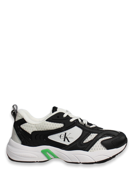 Baskets de ville homme Calvin Klein retro tennis low noir/blanc/vert YM00931-0GJ