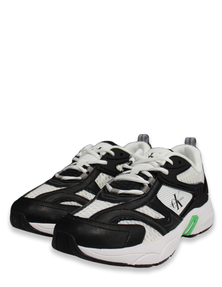 Baskets de ville homme Calvin Klein retro tennis low noir/blanc/vert YM00931-0GJ