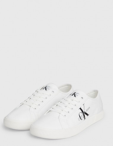 Baskets de ville homme Calvin Klein Ess Vulcanized Low toile blanc YM00306-YBR