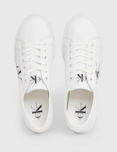Baskets de ville homme Calvin Klein Ess Vulcanized Low toile blanc YM00306-YBR
